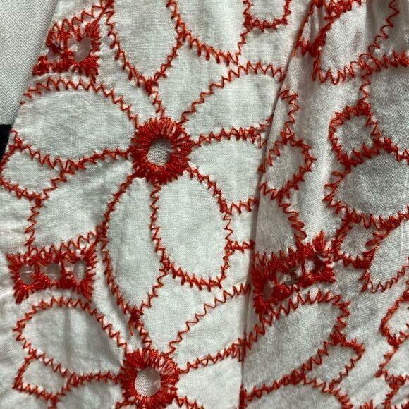 Miami Red & White Embroidered Peplum Top Size Small - Picture 4 of 7